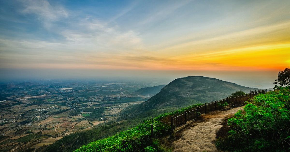 Sunrise view from Nandi Hills with lush greenery